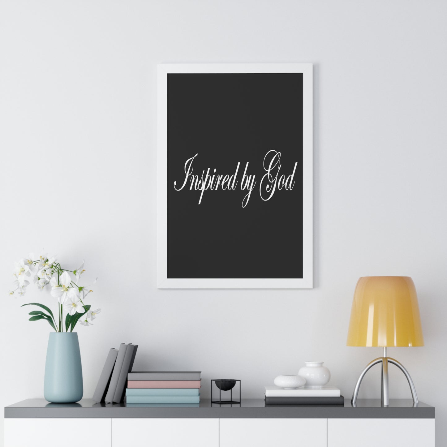 Inspired by God Typography Quote Framed Vertical Poster