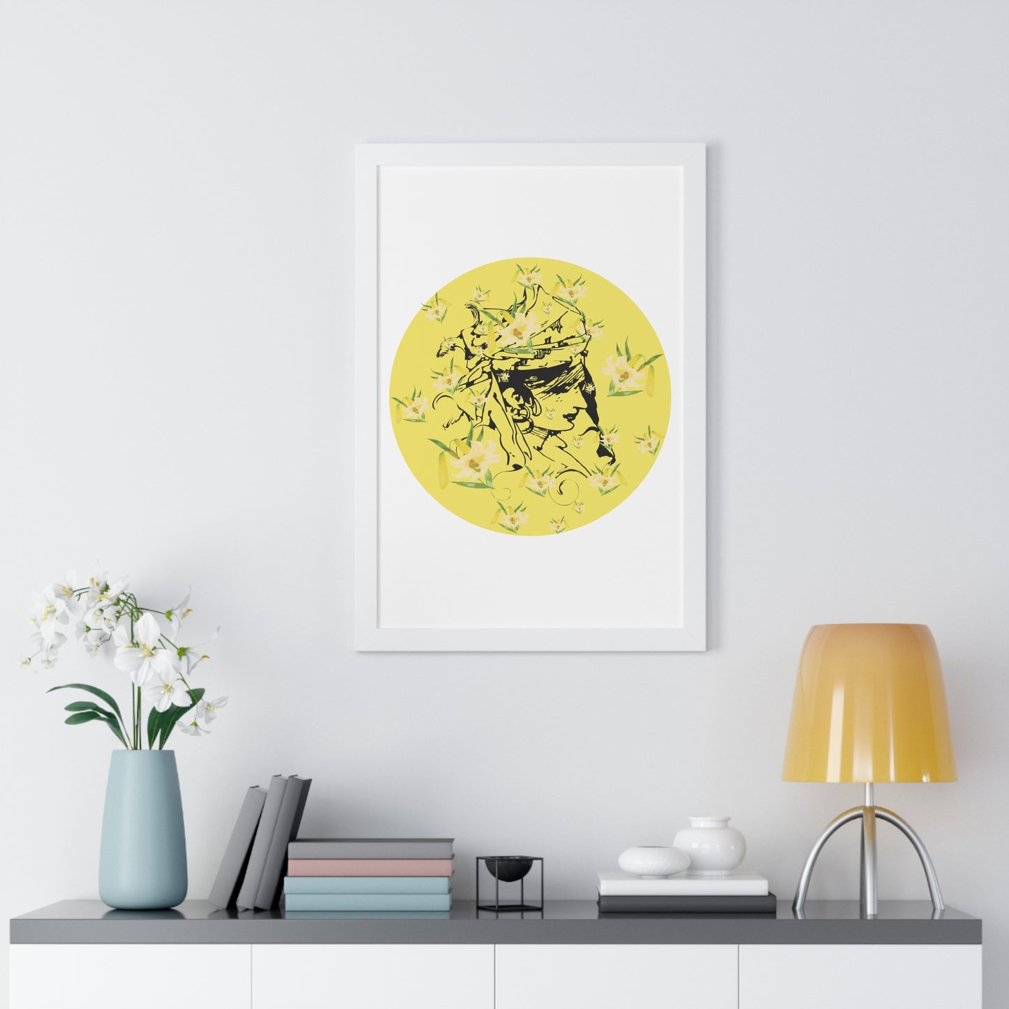 Daffodili Woman Art Framed Vertical Poster