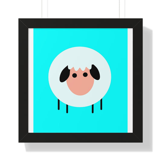 Sheep Blue Art Framed Vertical Poster