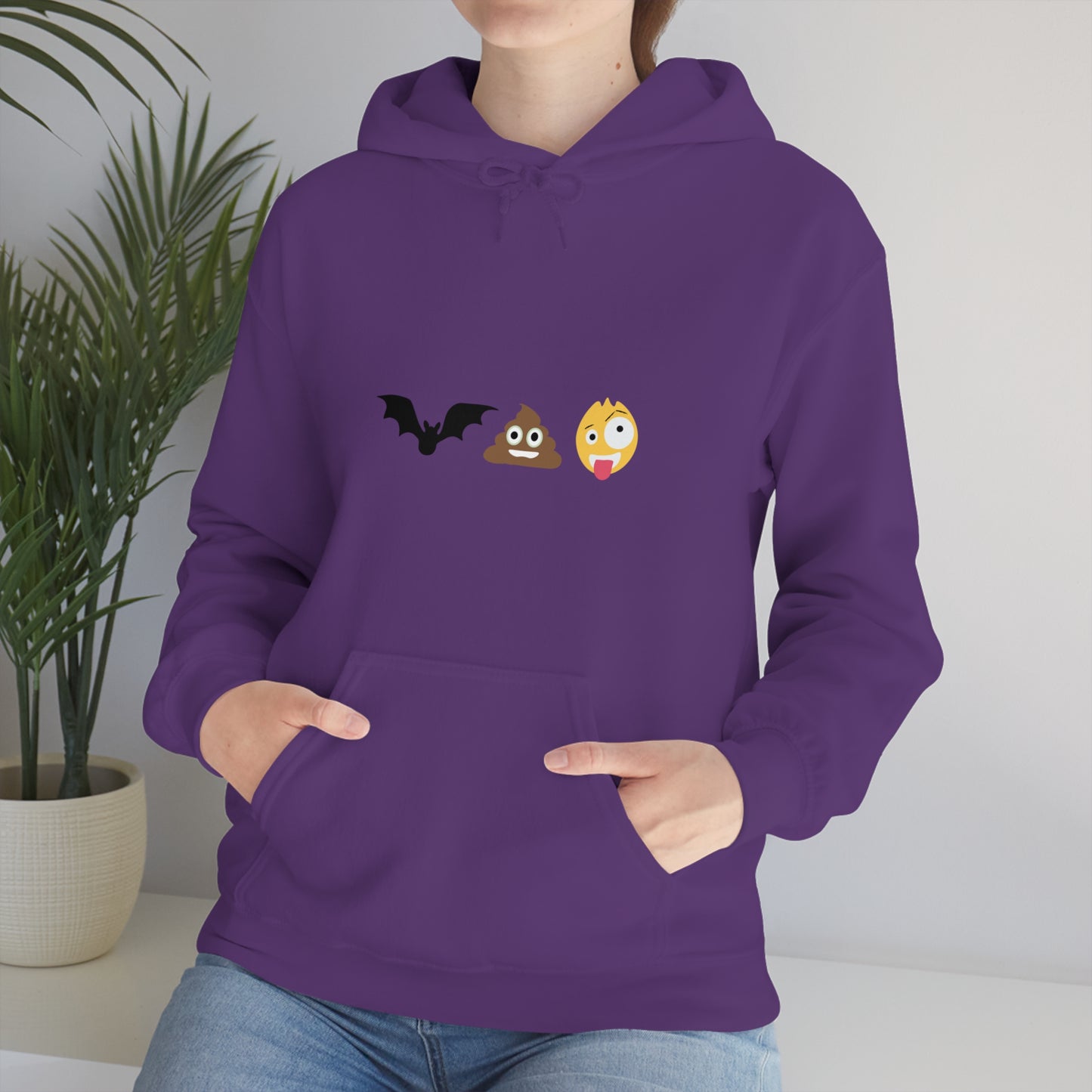 Emoji, Bat, Pooh Crazy, Humour Unisex Heavy Blend™ Hooded Sweatshirt