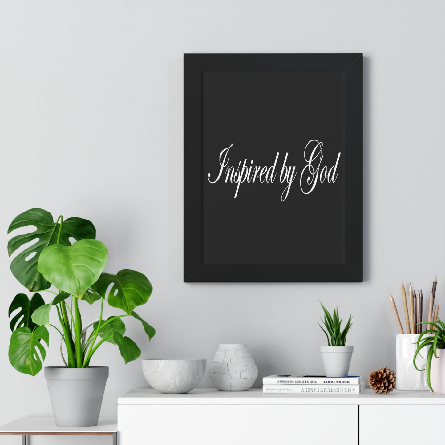 Inspired by God Typography Quote Framed Vertical Poster