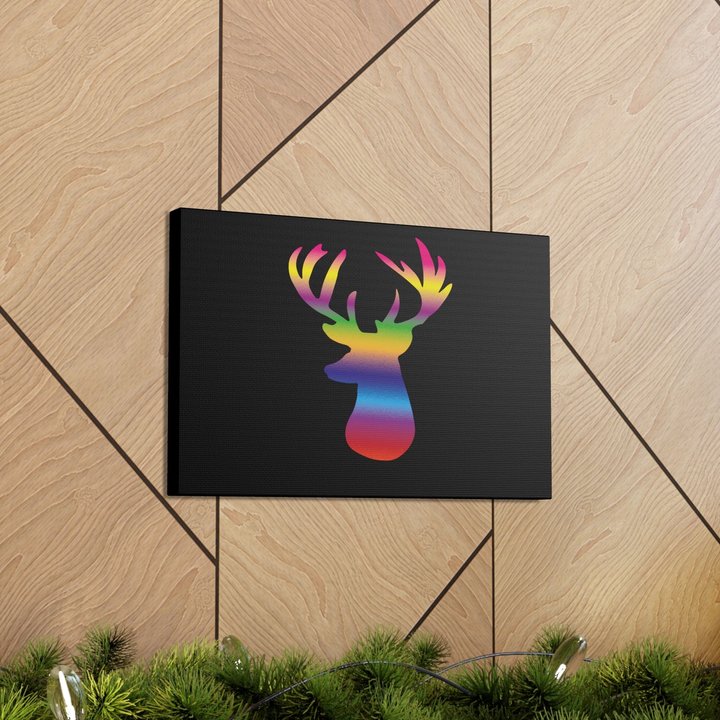 Rainbow Stag Head Canvas Gallery Wraps