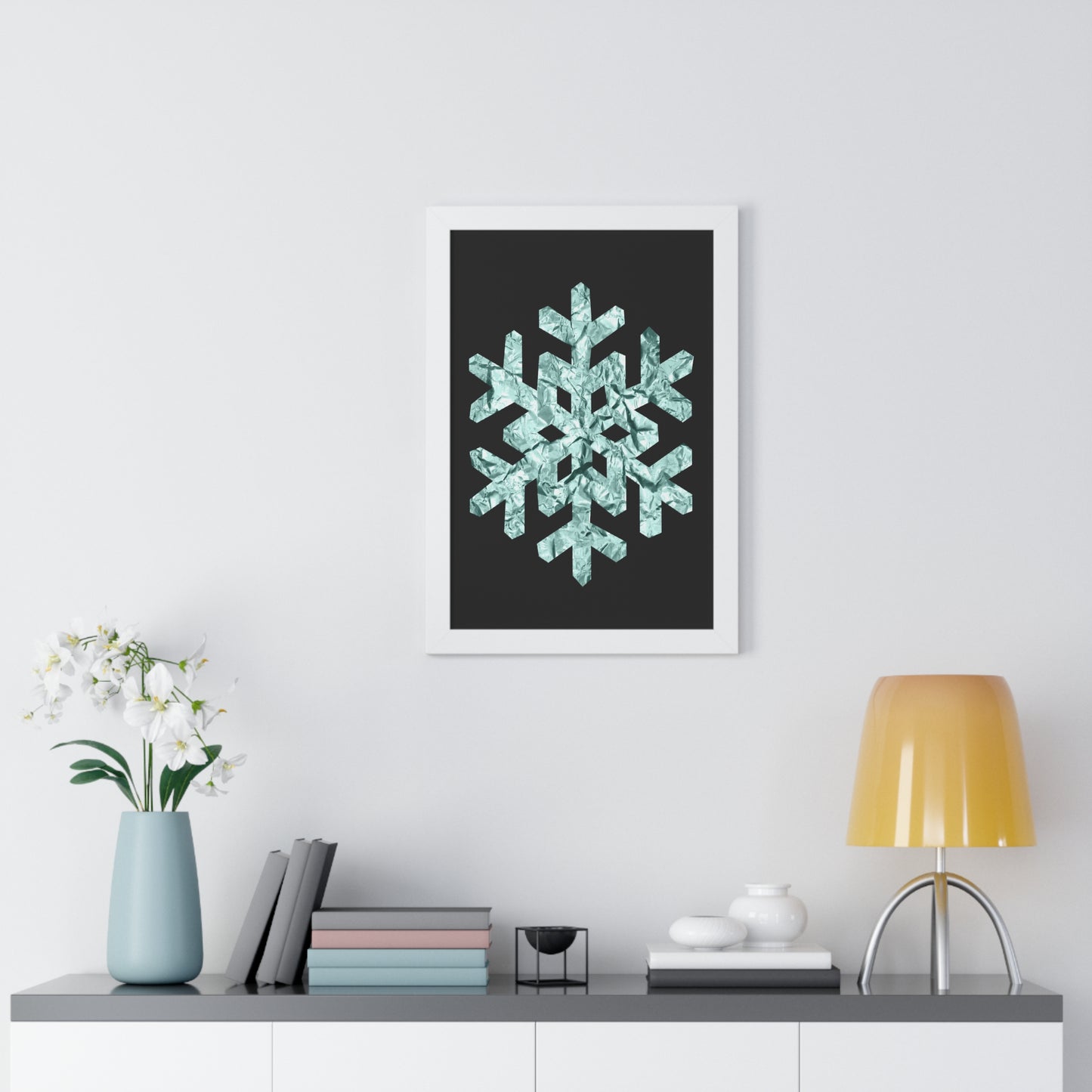 Snowflake Foil Art Framed Vertical Poster