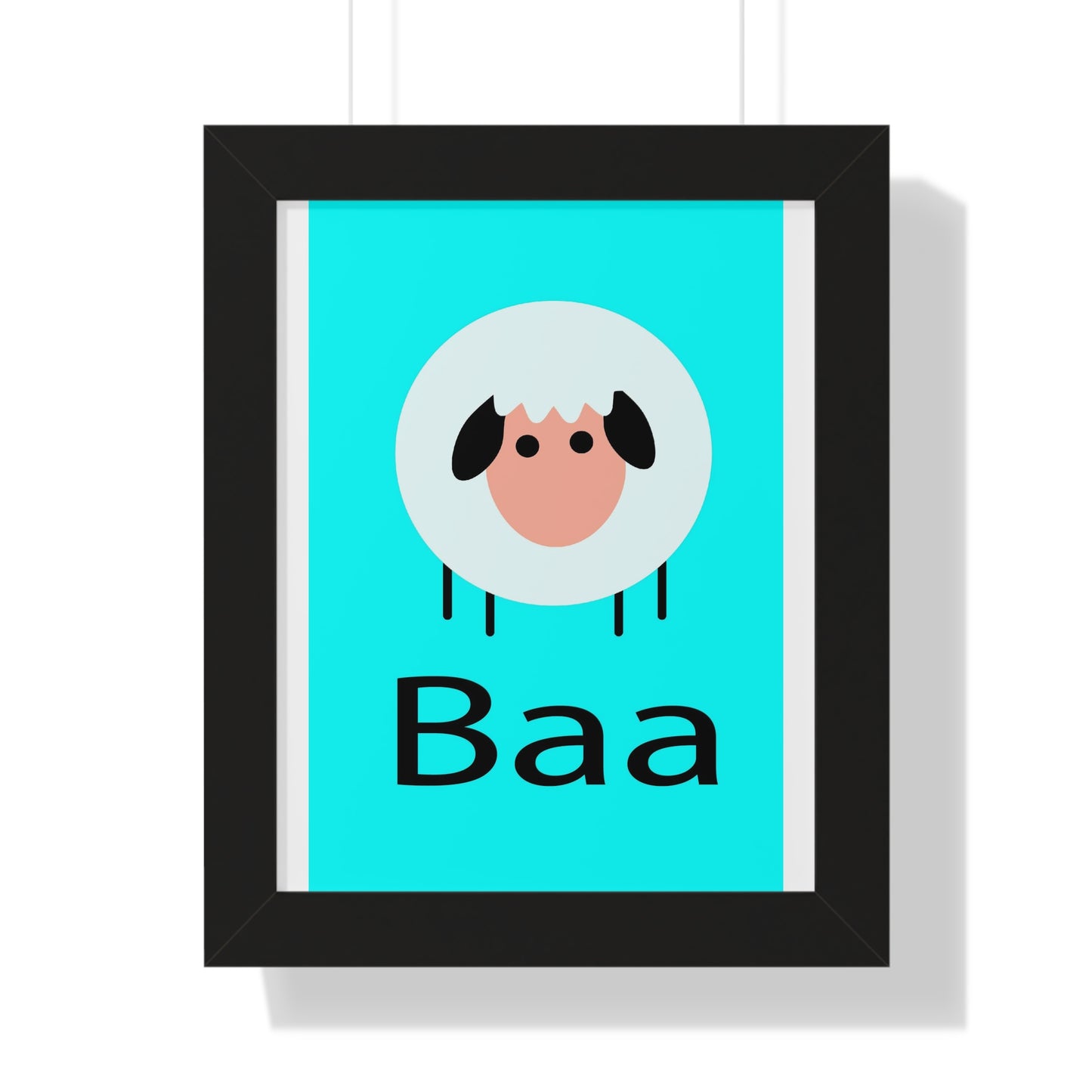 Sheep Baa Blue Art Framed Vertical Poster