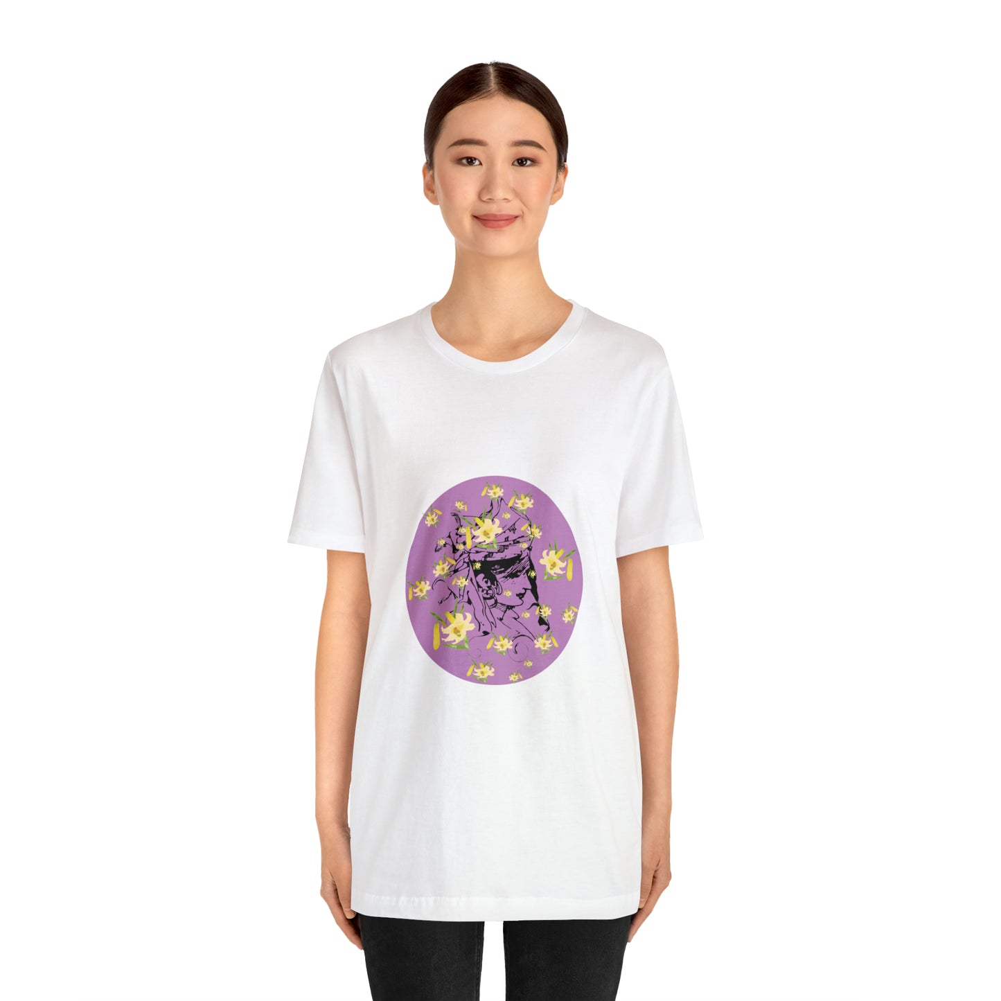 Purple Daffodil Woman Art Unisex Jersey Short Sleeve Tee