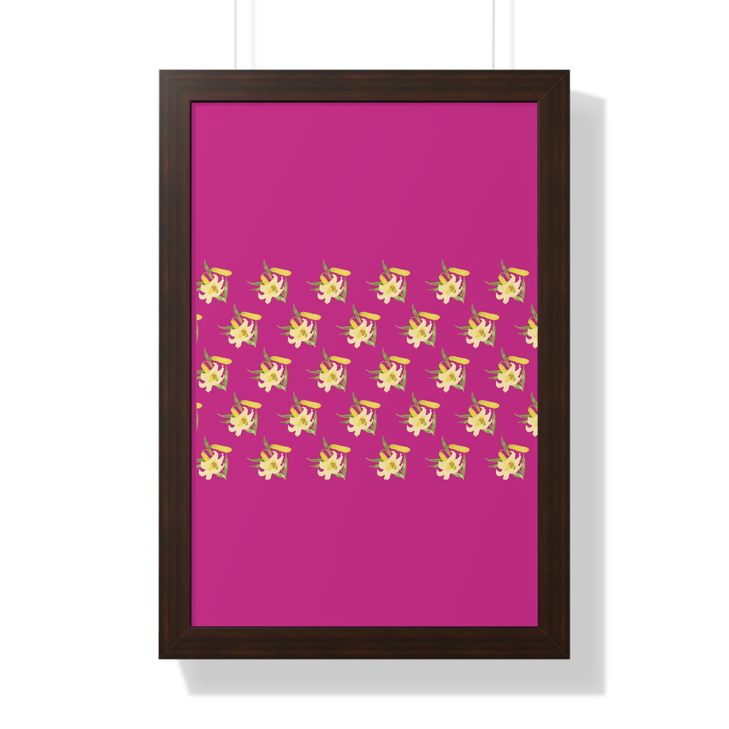 Daffodil Pattern Art Pink Framed Vertical Poster