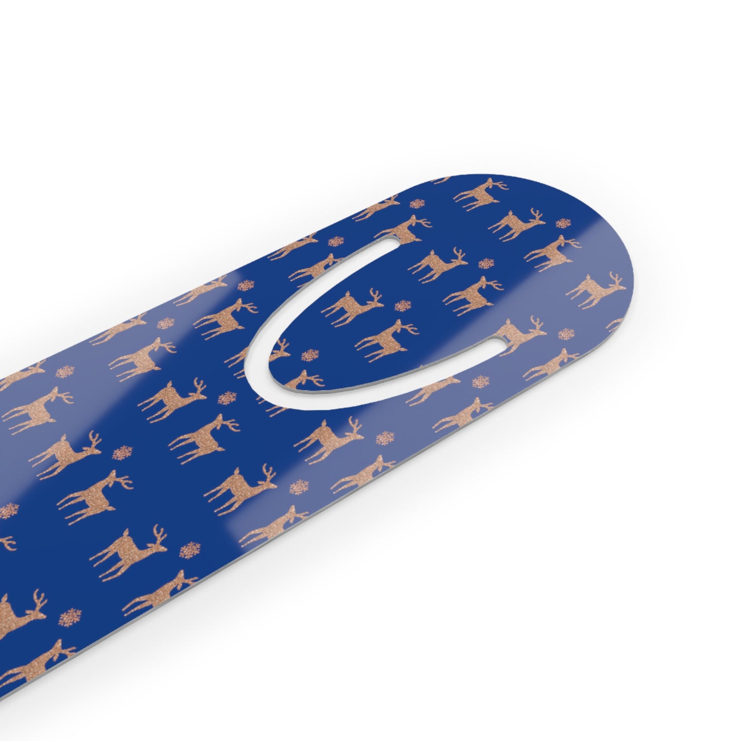 Rose Gold Deer Pattern Blue Bookmark