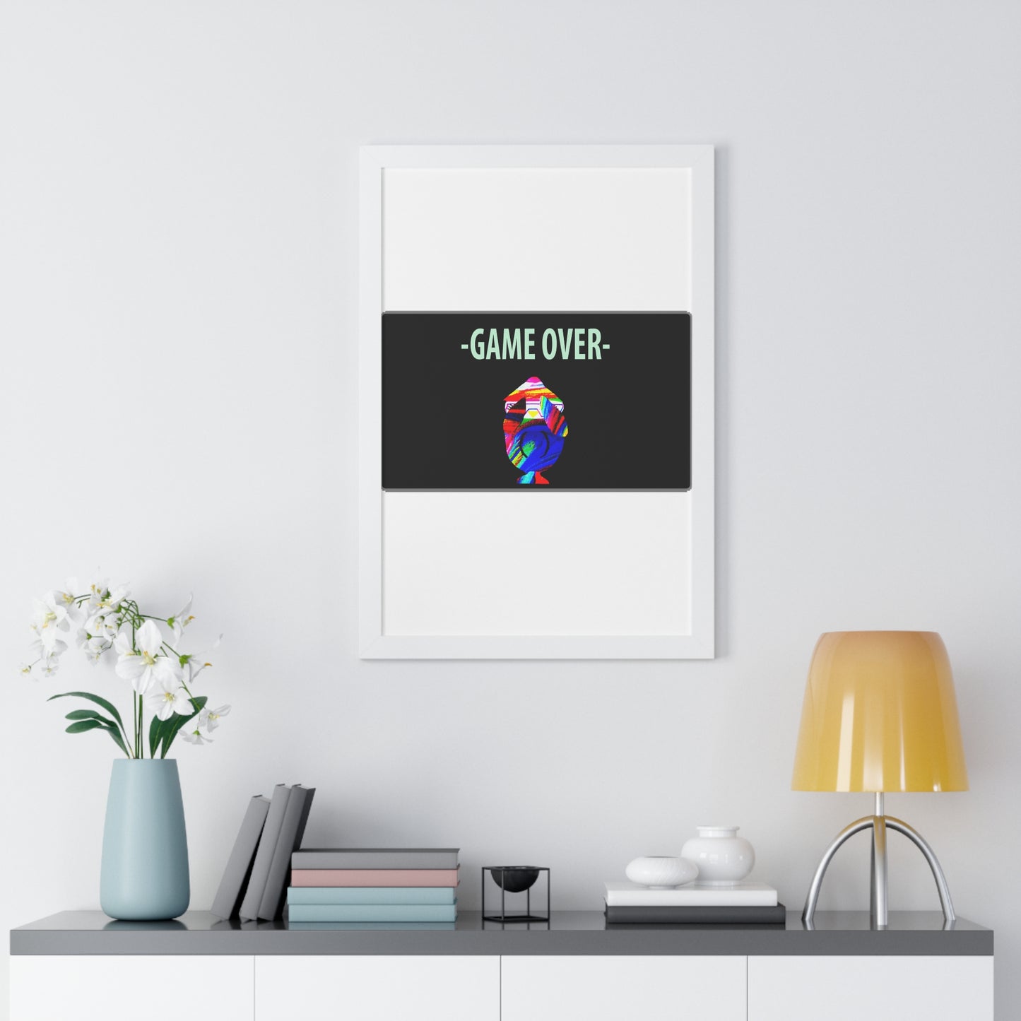 The Penguinies Original - Retro Game Over First Game App Framed Vertical Poster