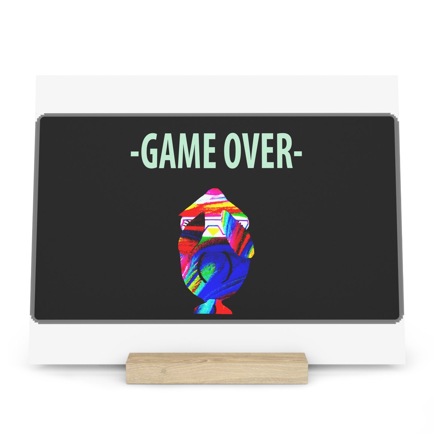 The Penguinies Retro Game Over Art Scene Gallery Board with Stand