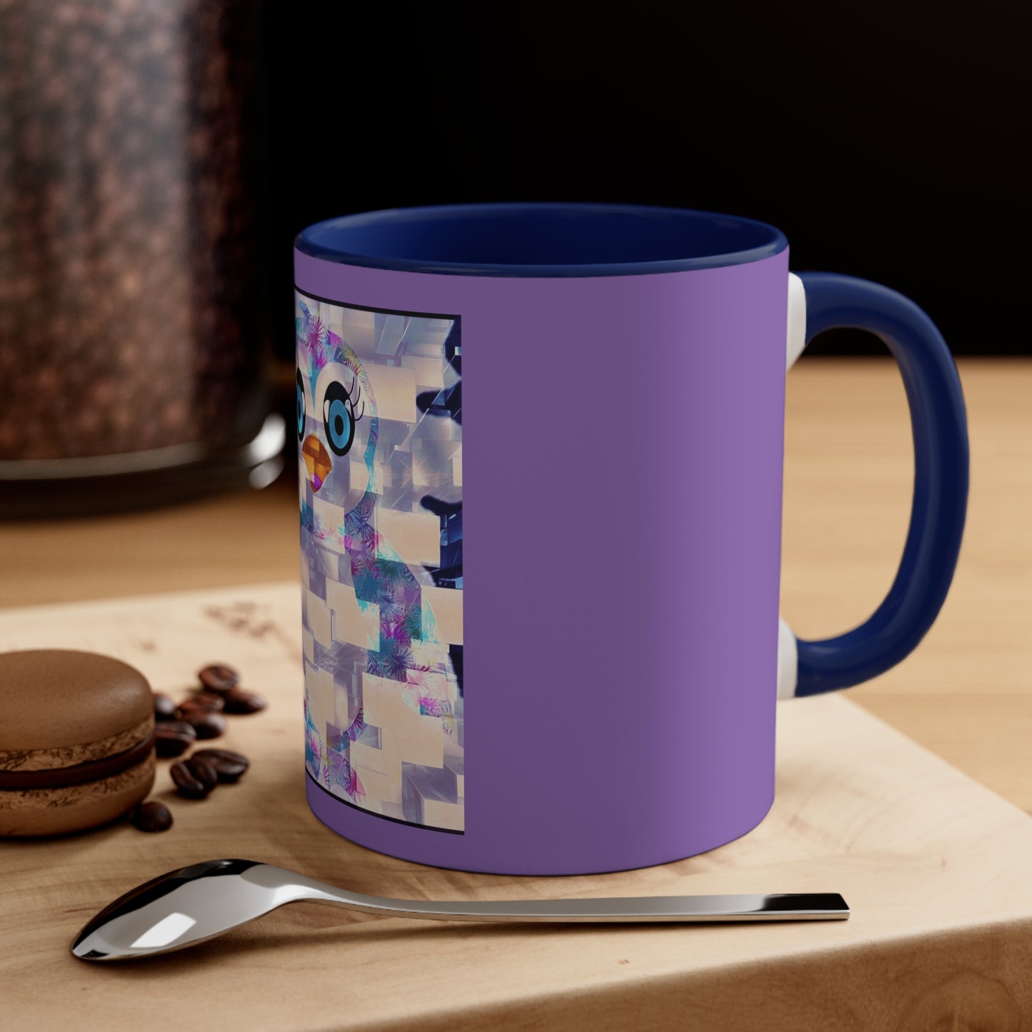 The Penguinies Block Art Purple Accent Coffee Mug, 11oz