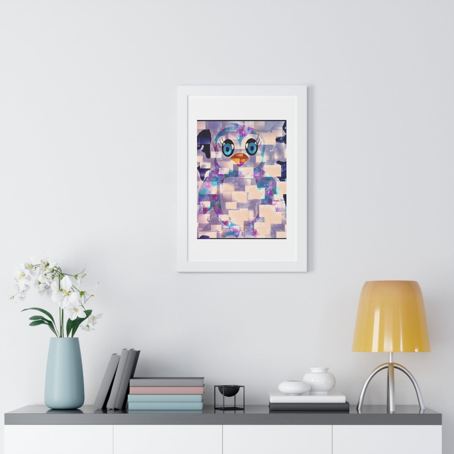 Penguinies Block Art Framed Vertical Poster