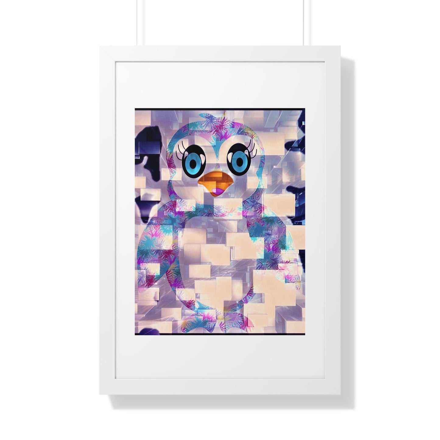 Penguinies Block Art Framed Vertical Poster