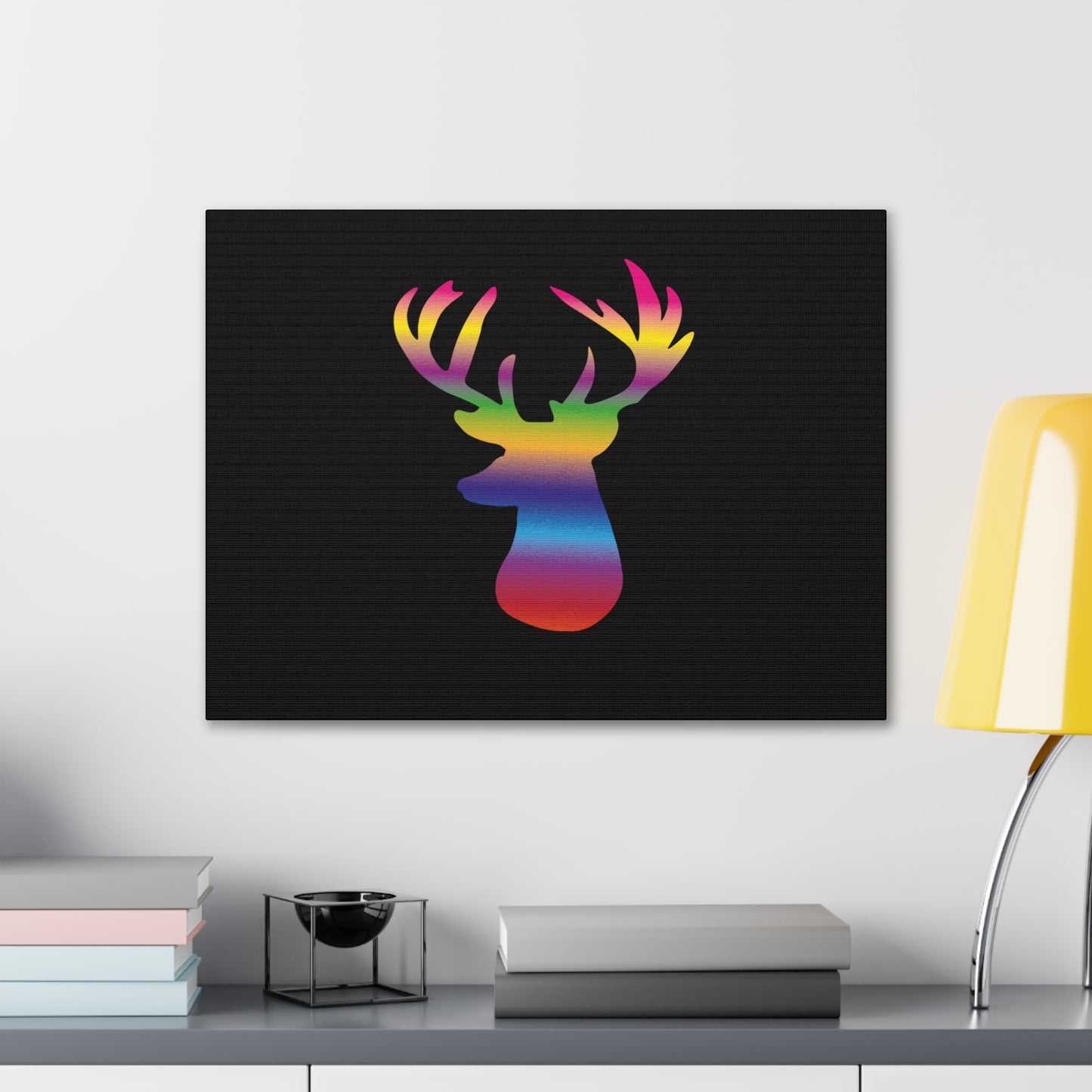 Rainbow Stag Head Canvas Gallery Wraps