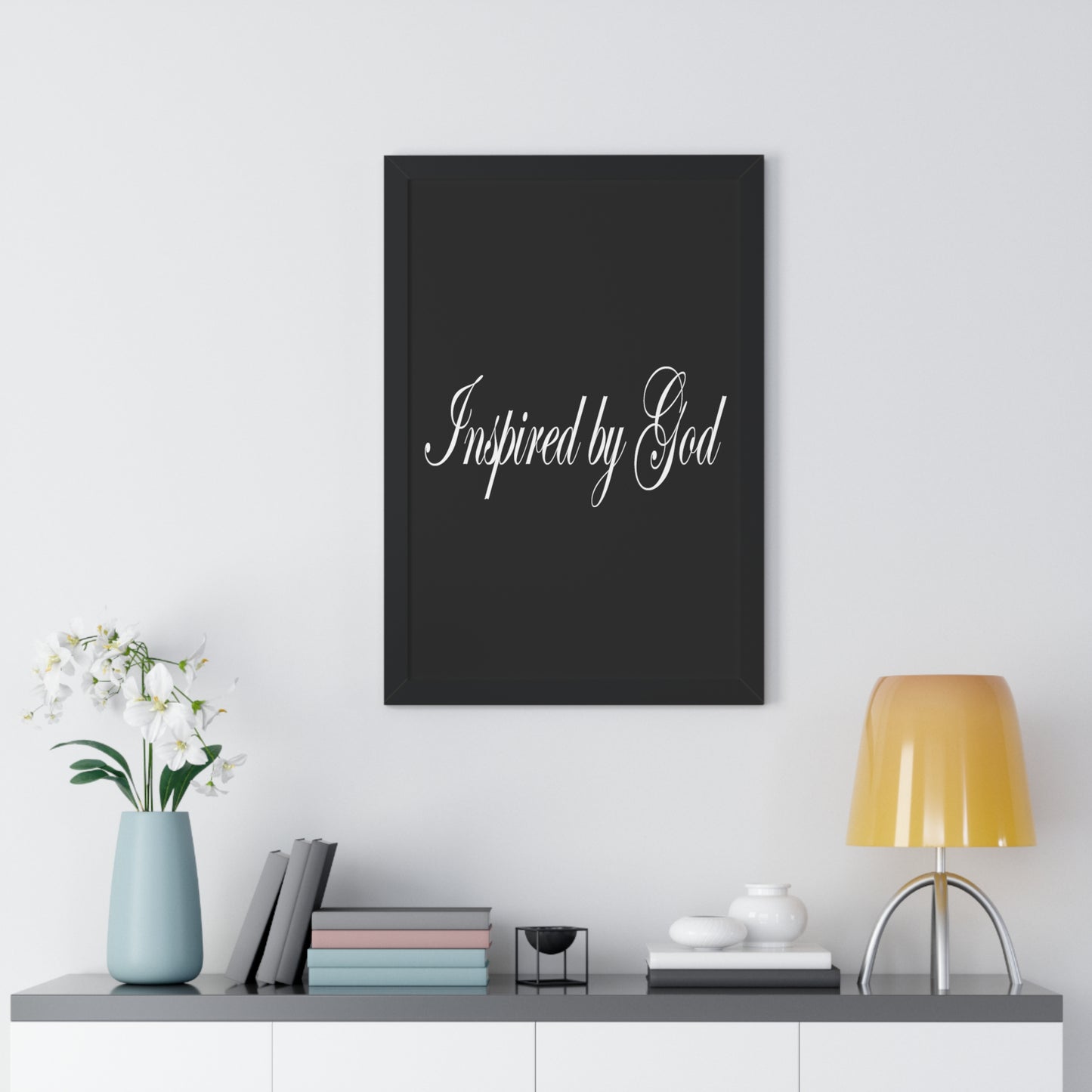 Inspired by God Typography Quote Framed Vertical Poster