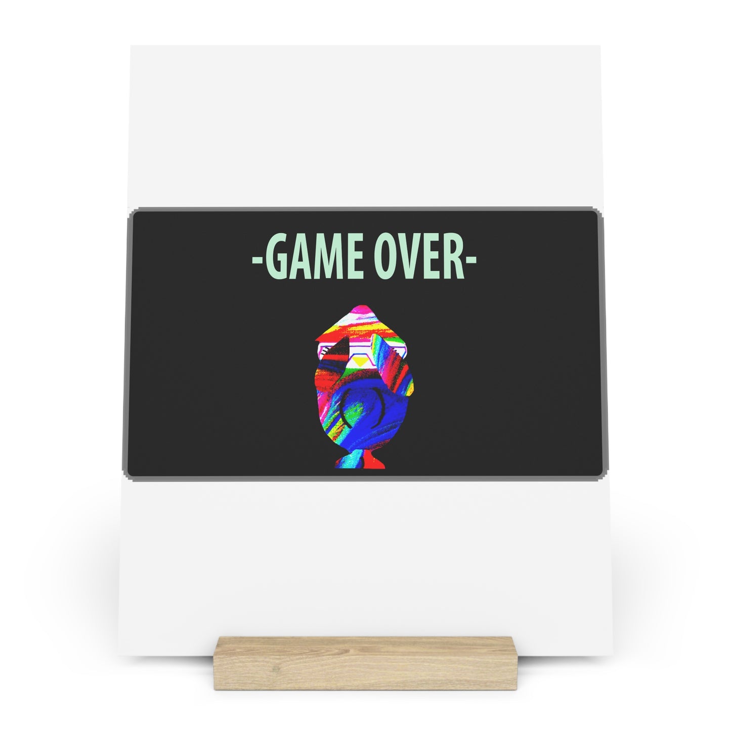 The Penguinies Retro Game Over Art Scene Gallery Board with Stand