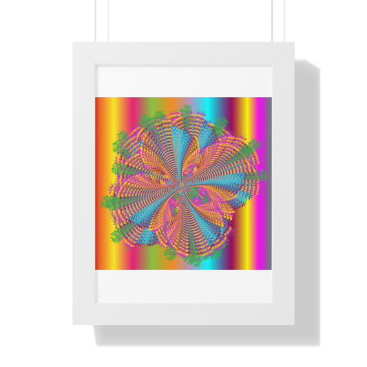 Digital Spiral Rainbow Colours Art Framed Vertical Poster