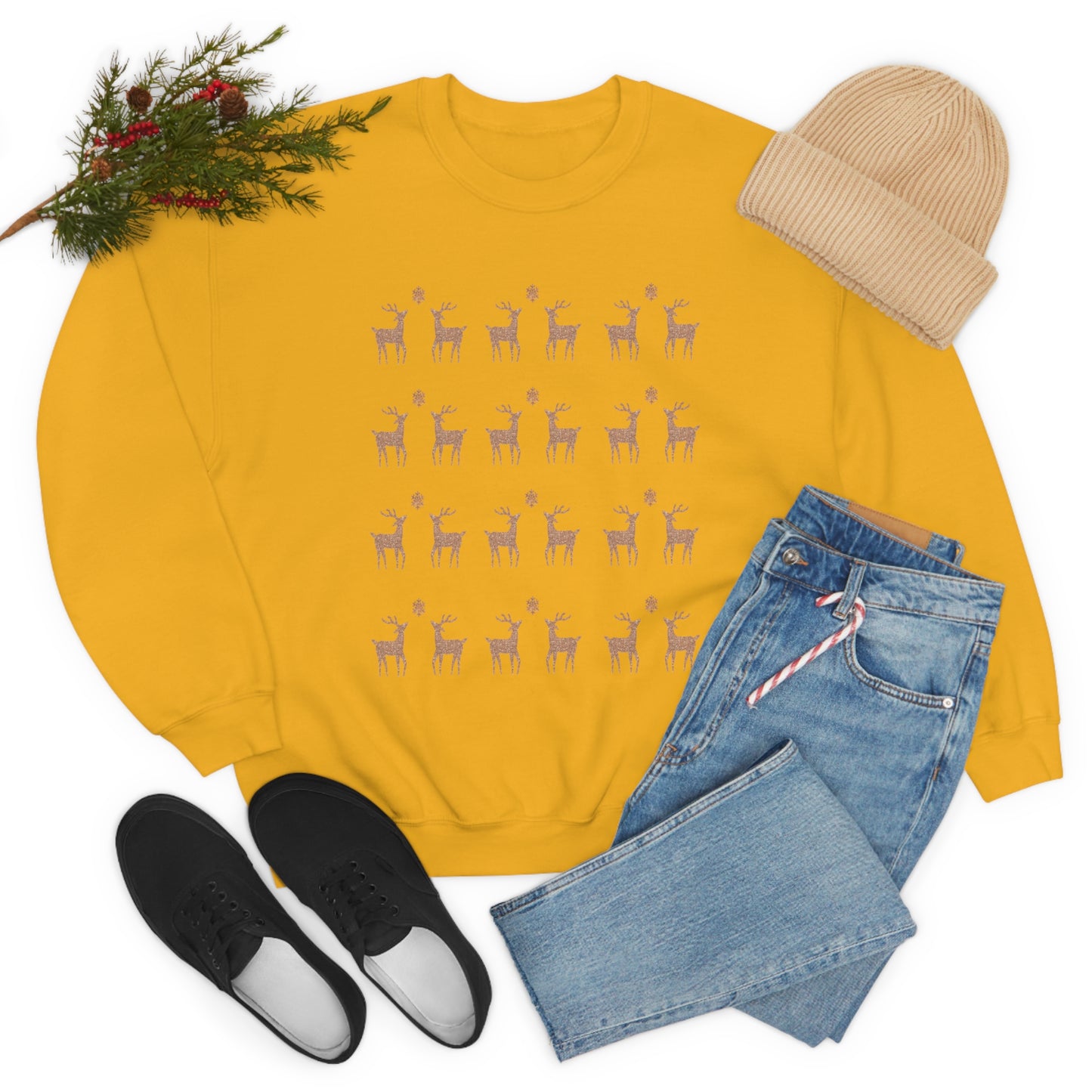 Golden Stag Pattern Unisex Heavy Blend™ Crewneck Sweatshirt