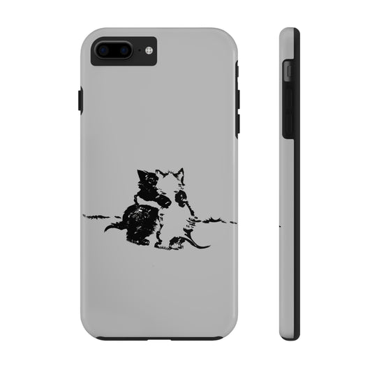 Kissing Cats Black & White Art Tough Phone Cases