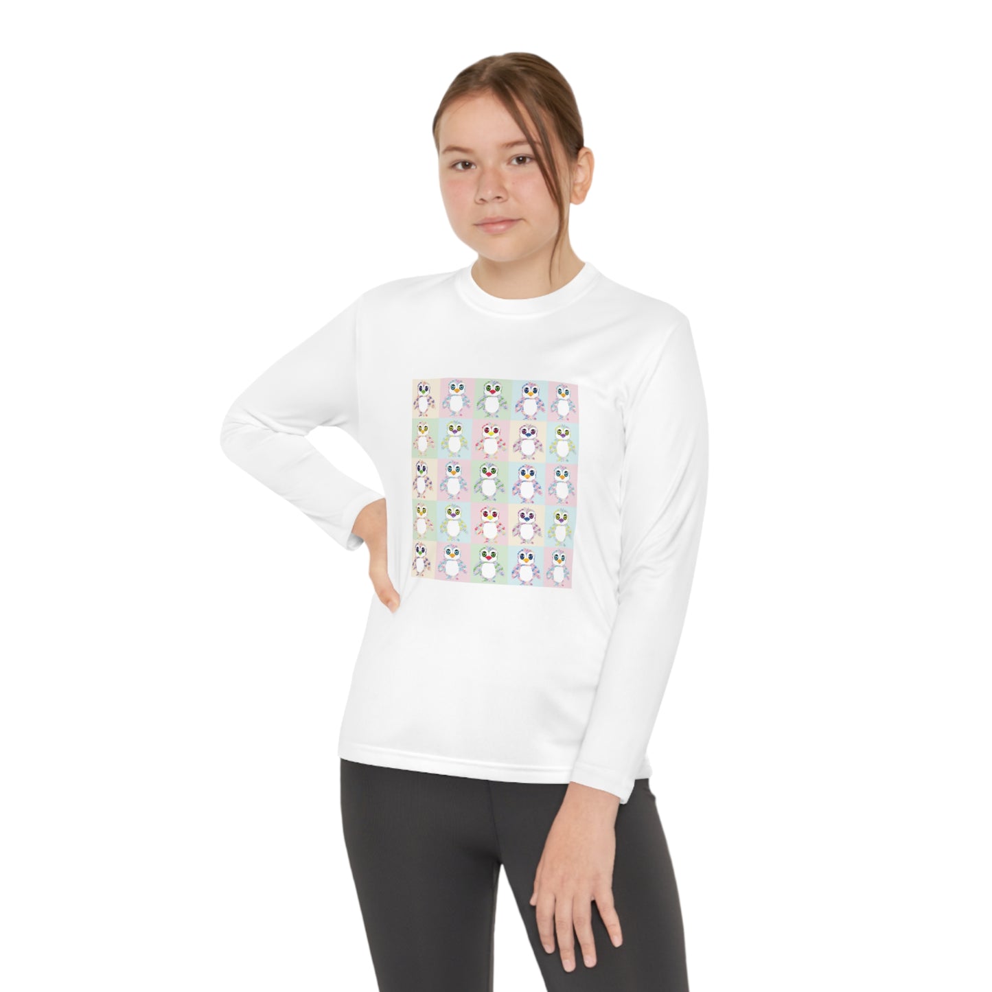 The Penguinies Pop Art Youth Long Sleeve Competitor Tee