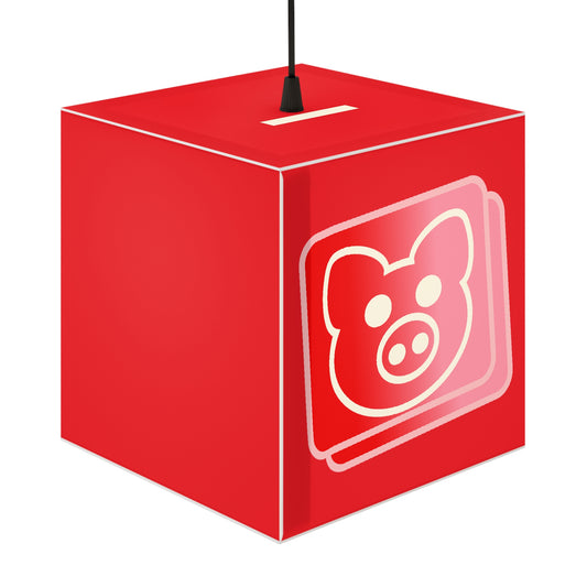 Pig Red Digital Art Button Light Cube Lamp