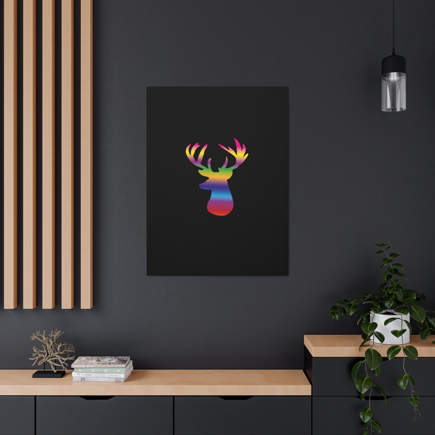 Rainbow Stag Head Canvas Gallery Wraps