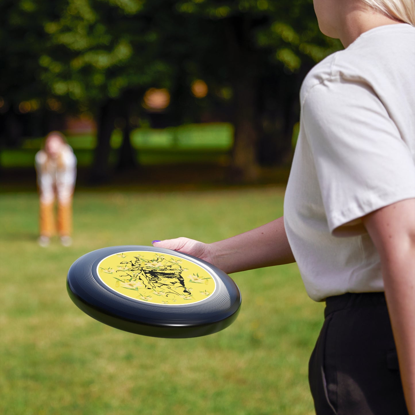 Daffodil Woman Art Wham-O Frisbee