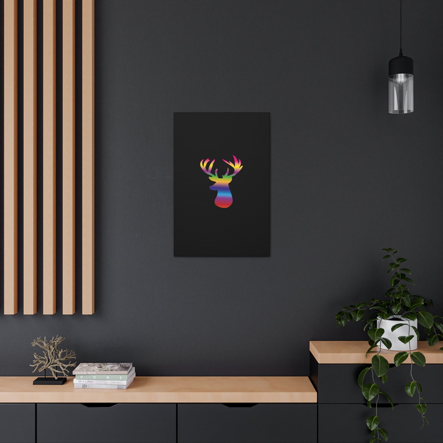 Rainbow Stag Head Canvas Gallery Wraps