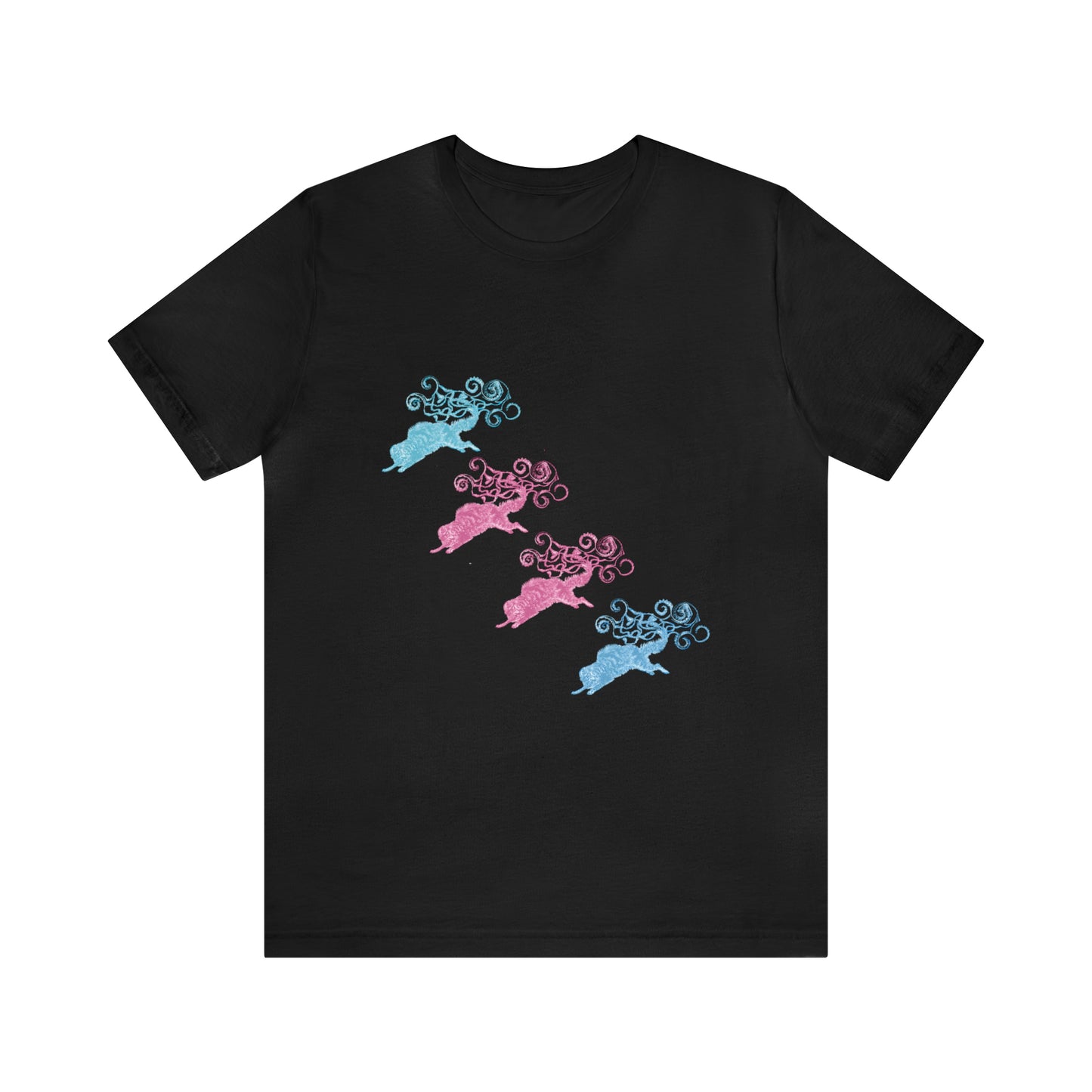 Pink & Blue Cat's Tail's Art Unisex Jersey Short Sleeve Tee