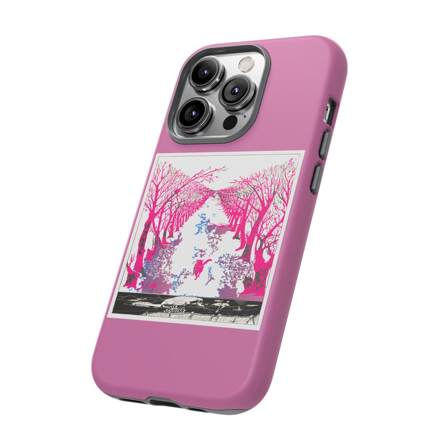 Pink Cat in the Woods Art Tough Cases