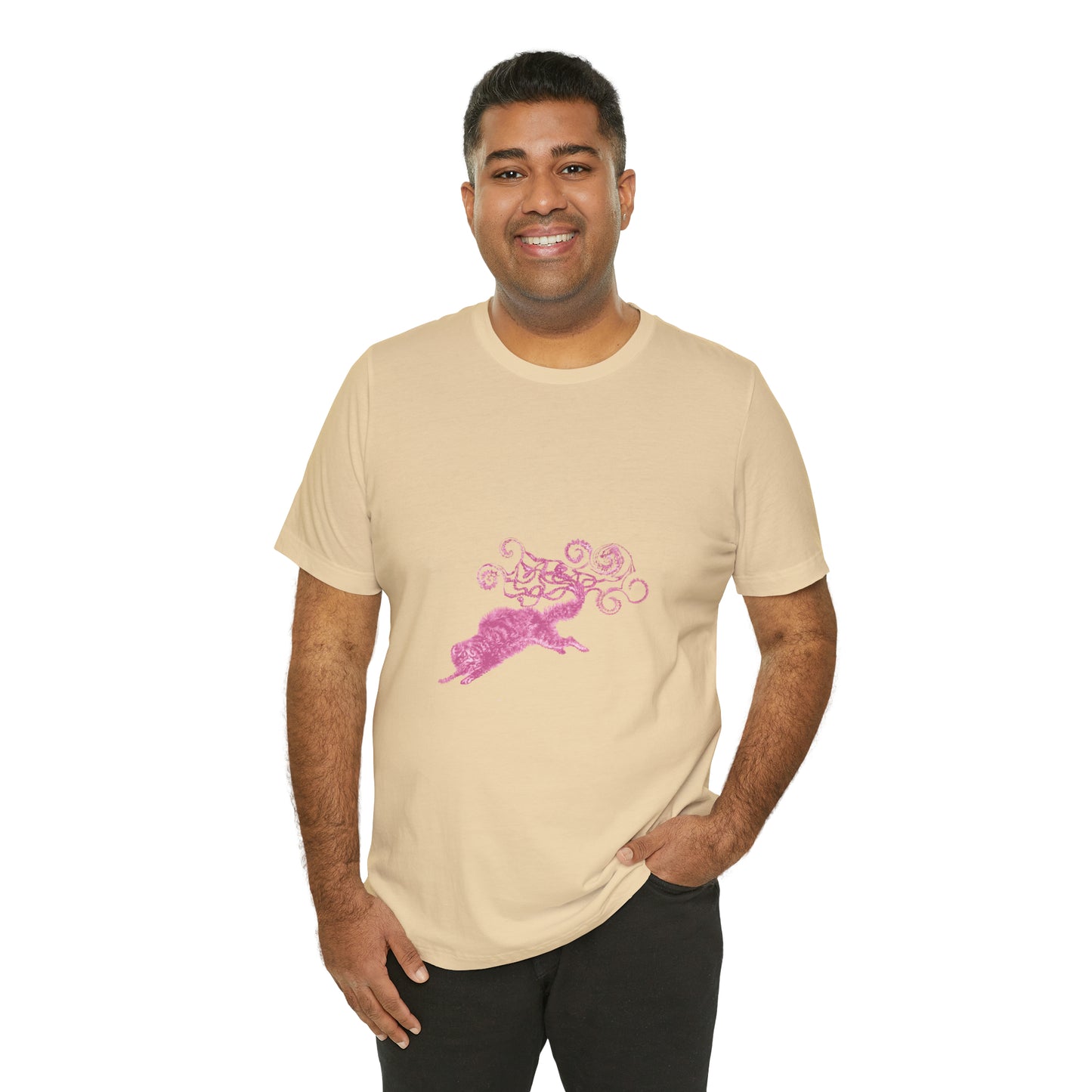 Pink Cat's Tail Art Unisex Jersey Short Sleeve Tee