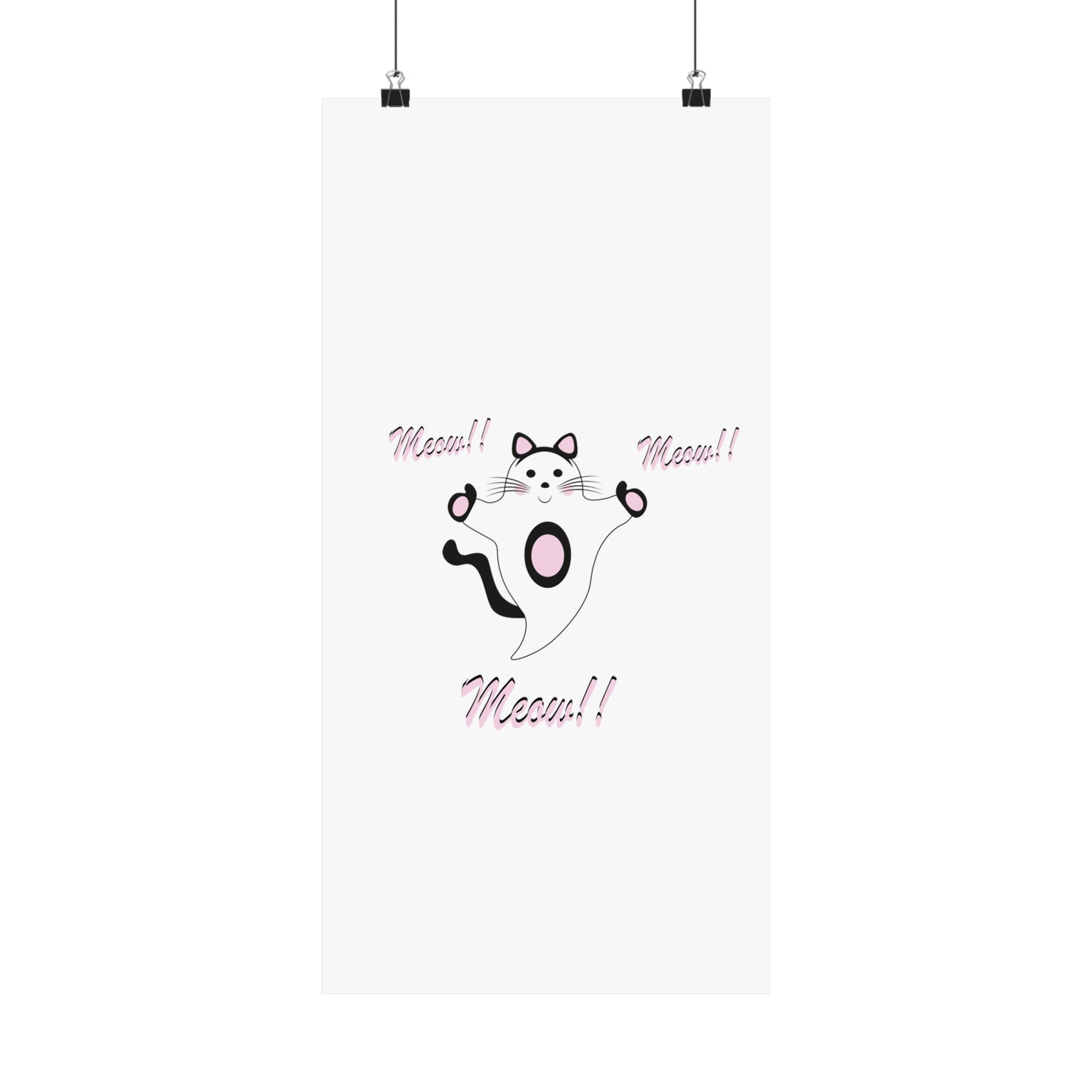 Meow Cat Ghost Halloween Matte Vertical Posters