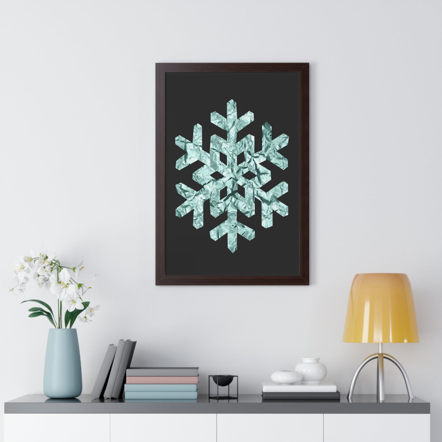 Snowflake Foil Art Framed Vertical Poster