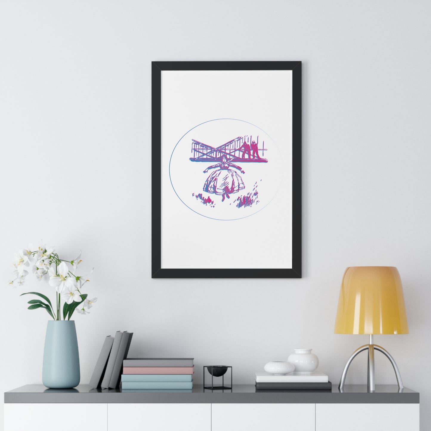 Woman Jumping Art Purple Framed Vertical Poster