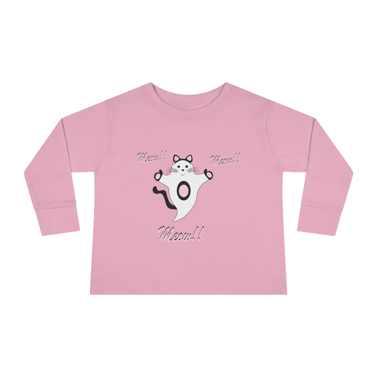 Meow!! Cat Ghost Toddler Long Sleeve Tee