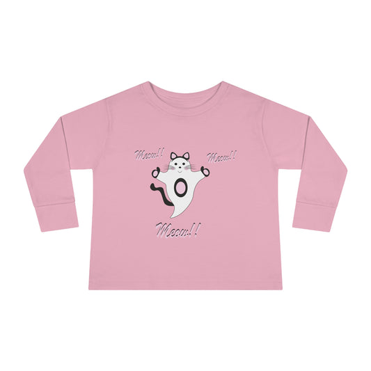 Meow!! Cat Ghost Toddler Long Sleeve Tee