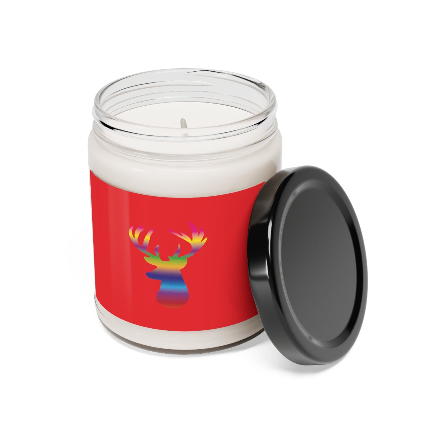 Rainbow Stag Head, Red Scented Soy Candle, 9oz