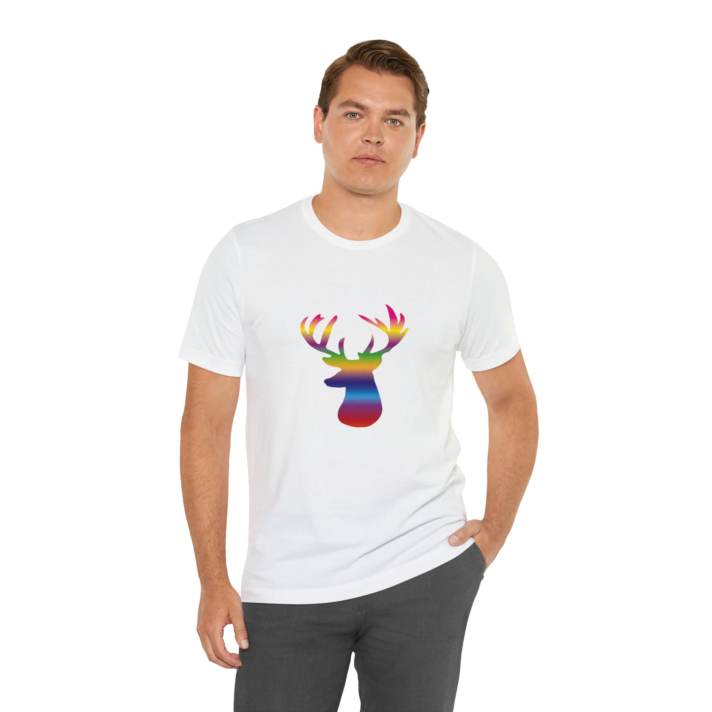 Rainbow Stag Head Unisex Jersey Short Sleeve Tee