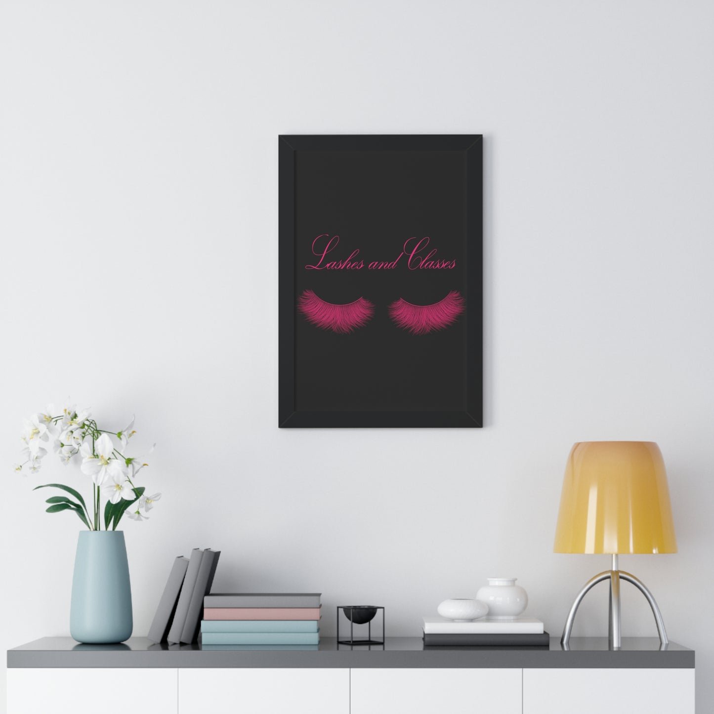 Lashes & Classes Pink and Black Framed Vertical Poster