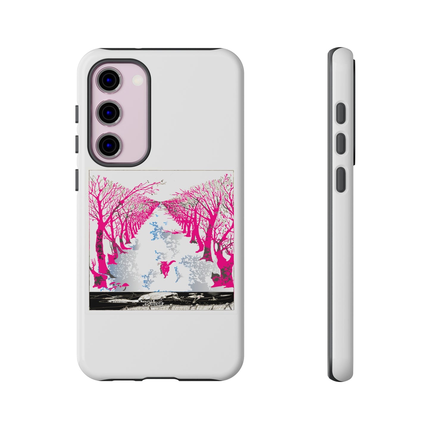 Pink Cat in the Woods Art Tough Cases