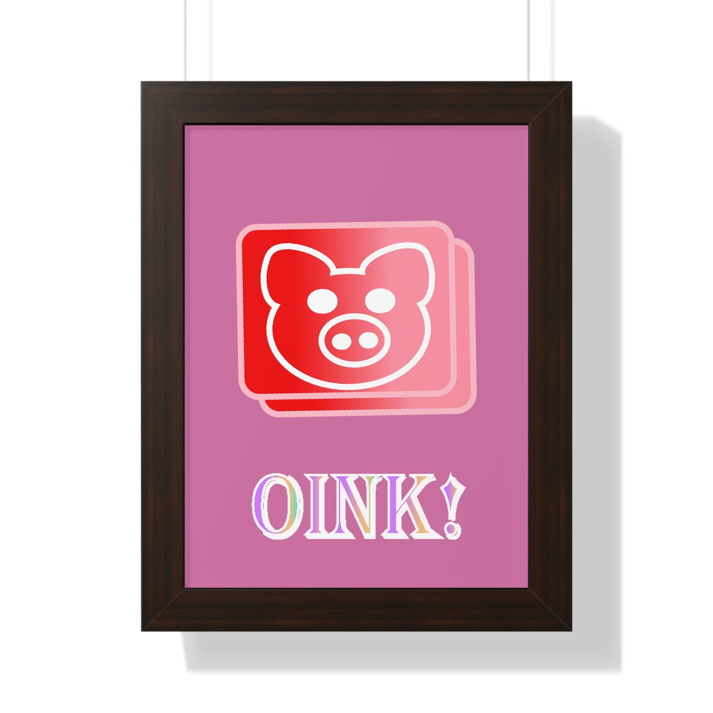 Pig Oink! Pink Digital Art Framed Vertical Poster