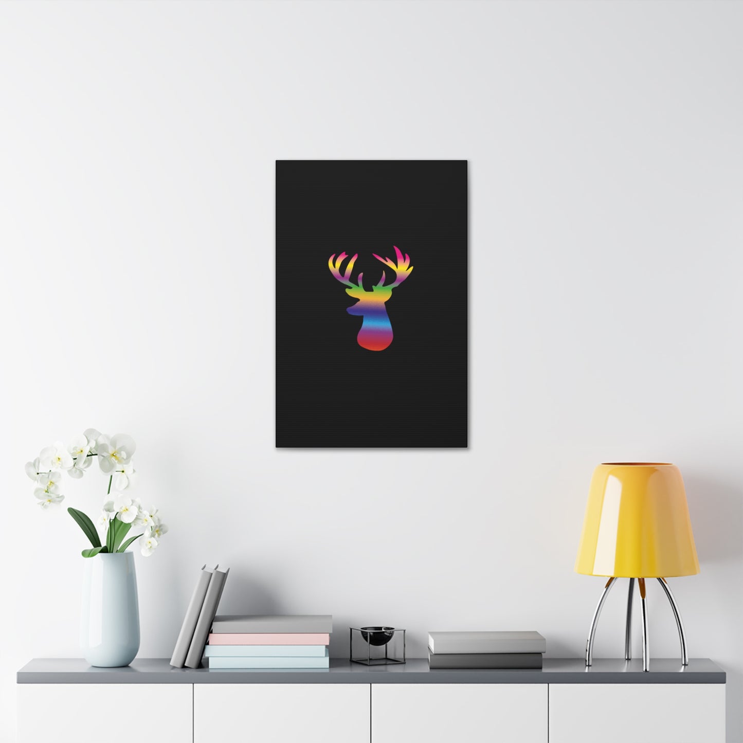 Rainbow Stag Head Canvas Gallery Wraps