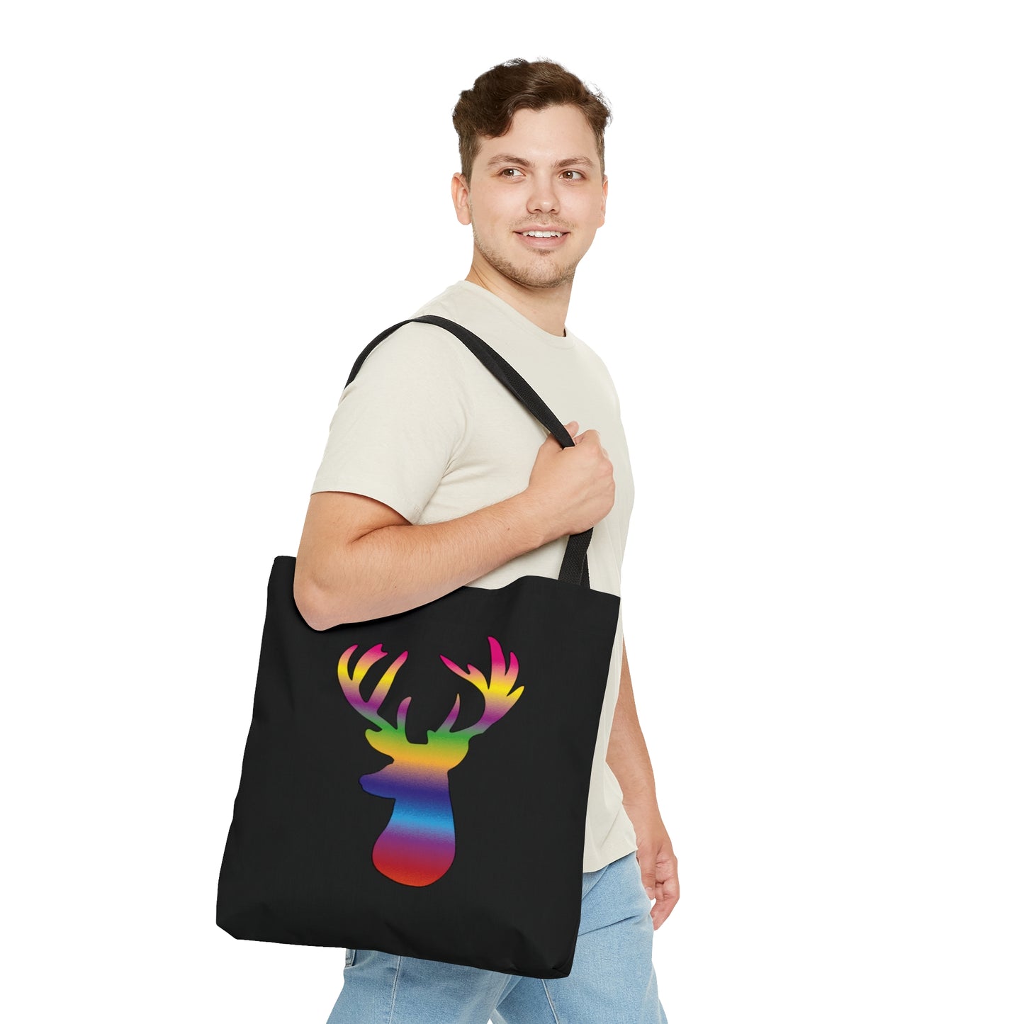 Rainbow Stag Head Tote Bag (AOP)