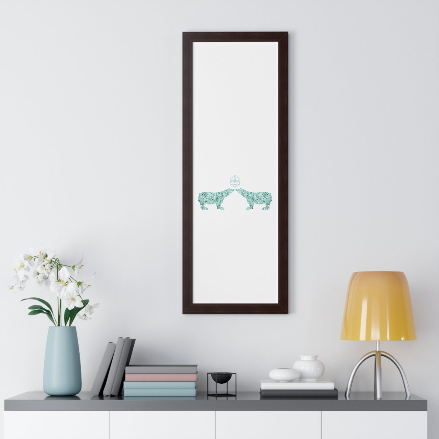 Two Polar Bear Blue Gem Art Framed Vertical Poster