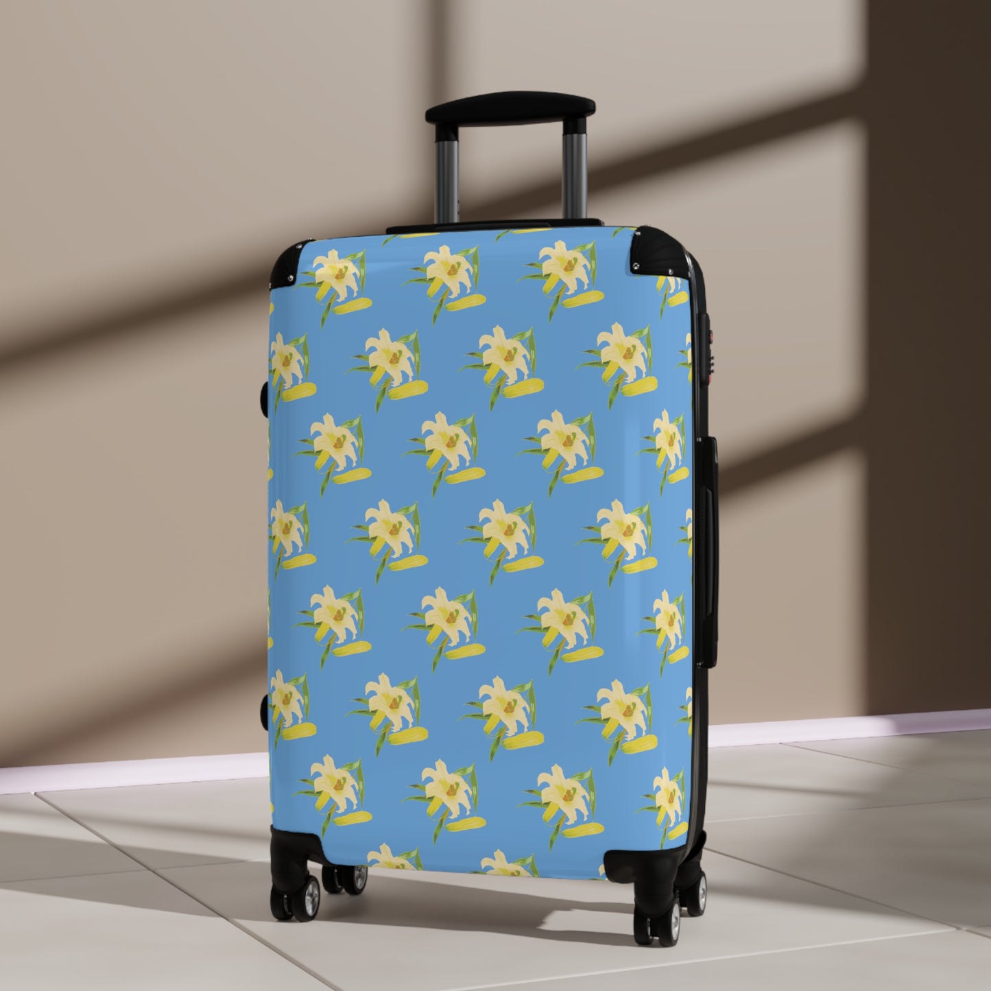 Daffodil Pattern Light Blue Suitcase