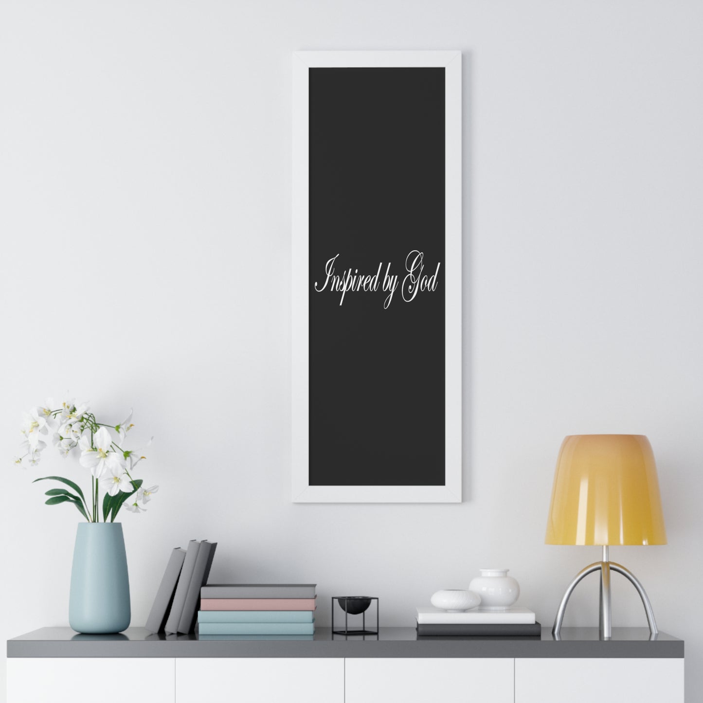 Inspired by God Typography Quote Framed Vertical Poster