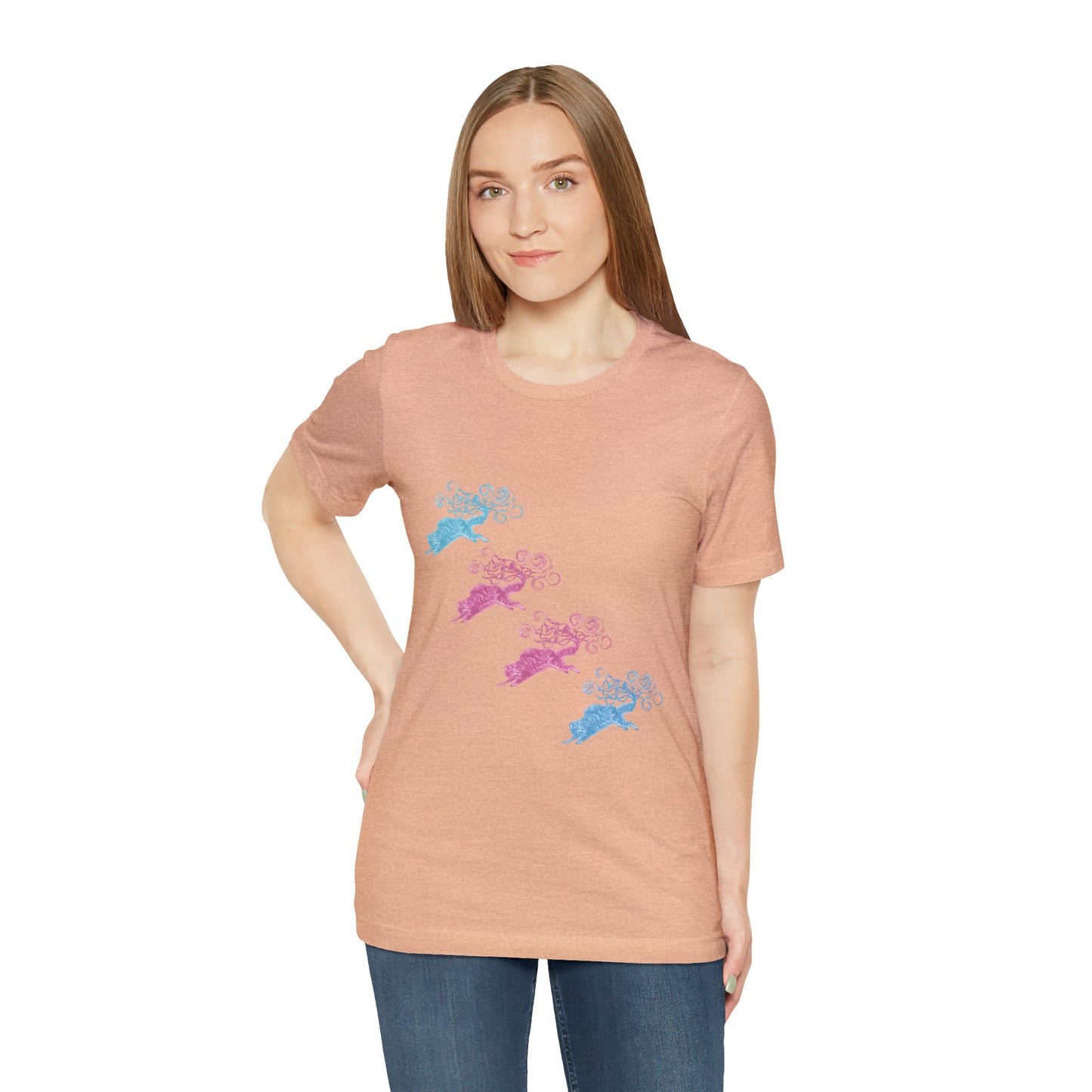 Pink & Blue Cat's Tail's Art Unisex Jersey Short Sleeve Tee