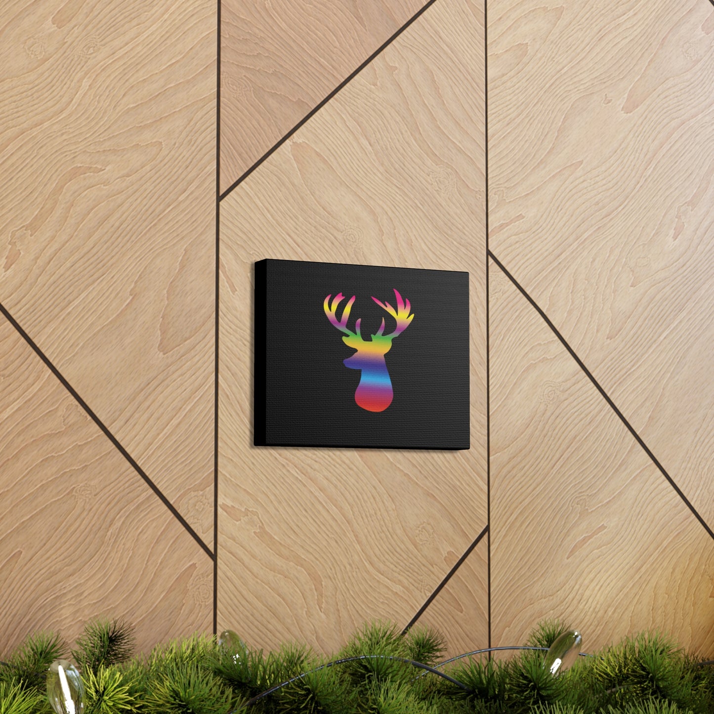 Rainbow Stag Head Canvas Gallery Wraps