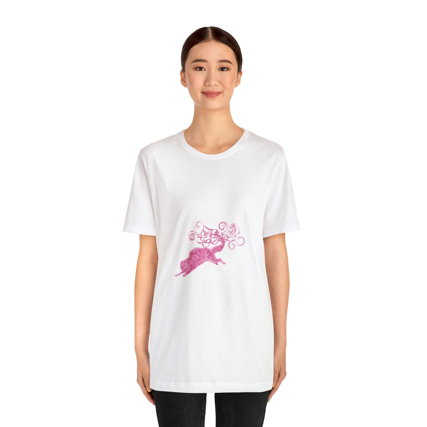 Pink Cat's Tail Art Unisex Jersey Short Sleeve Tee