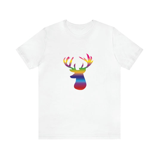 Rainbow Stag Head Unisex Jersey Short Sleeve Tee