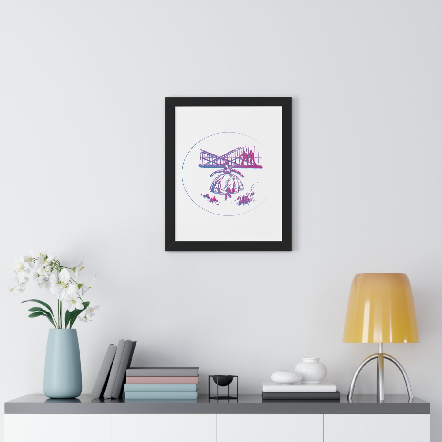 Woman Jumping Art Purple Framed Vertical Poster